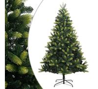 6ft Artificial Folding Christmas Tree Lifelike PE Tips Light Green/Dark Green Metal Stand for Indoor/Outdoor Use