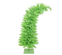 6FT Artificial Pencil Christmas Tree Prelit Curved Shape Whimsical Xmas Tree with Metal Base for Indoor Home Decor