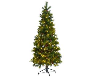 6ft Artificial Slim Green Pre-Lit Decorated Christmas Tree