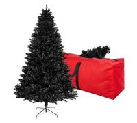 6ft Black Artificial Christmas Tree, Arbol de Navidad with 1000 Branch Tips, Fake Christmas Tree, Premium Spruce Xmas Tree with Fold-Able Metal Base Stand