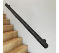 6ft Black Stainless Steel Outdoor Grab Rail - Secure Handrail Support Kit for Stairs, Balustrade & Wall Installation - Enhance Safety & Stability for Your Home