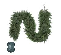 6FT Christmas Cypress Cedar Garland with Lights Artificial Realistic Faux Greenery Garland Soft and Thickness Mantle Fireplace Porch Table Decor Indoor Home Decorations (Battery Not Included)