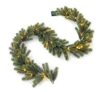 6ft Christmas Garland with Warm White LED Lights, Timer, and Battery-Powered, Artificial Green Pine, Festive Decoration for Fireplace, Party, Holiday Home, Winter Wreaths, Indoor/Outdoor Use