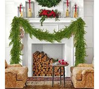 6Ft Christmas Norfolk Pine Garlands,Dense Real Touch Pine Garland Ornament,Realistic Soft and Thickness Green Faux Cedar P-ine G-arland,Artificial Greenery G-arland for Table,Mantle,Stair Railings