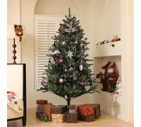 6ft Decorated Christmas Tree Artificial - Dark Green with LED Lights Warm White 796 Tips