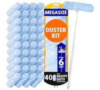 6ft Extendable Duster Handle with 40 Refills, Compatible with Swiffer Duster, Disposable Microfiber Dusting Pads for Home Cleaning, Ceiling, Fan, Window, Hard-to-Reach Areas