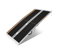 6FT Extra-Wide Wheelchair Aluminum Ramp with Transition Plate, 800lbs Capacity Foldable Ramp for Curbs,Thresholds,Trolleys (Carry Handle and Reflective Safety Strips)