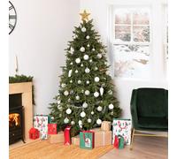 CHARLES BENTLEY Christmas Tree, 6ft, Faux, Nordic Spruce, Hinged Christmas Tree, Quick Easy Assembly, 45 Inch, Wide, Realistic, Fir, Pine, Xmas Decoration, Artificial Christmas Tree, Metal Stand, Xmas