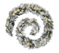 6ft Flocked Garland With Lights, Prelit Garland, Christmas Garland. Snow Flocked Christmas Garland, Glittered Frosted Garland for Mantle With Warm White Led Light for Indoor Mantle Outdoor Door