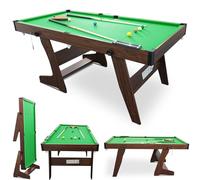 6FT Folding Pool Table Snooker Table Set Steady Space Saving Billiards Table with All accessories, Great for Kids and Adults