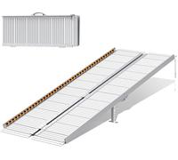 6FT Folding Wheelchair Ramp with 2 Adjustable Support Legs, 800LBS Threshold Ramp, Non-Slip Extra Wide 29.2" Portable Aluminum Ramp for Steps, Doors, Entrances