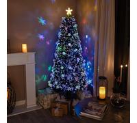 6ft Green Fibre Optic Tree with Multicoloured LED's and Fibres and Baubles