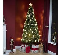 6ft Green Fibre Optic Tree with Warm White LED's and Stars