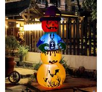 6ft Halloween Inflatable Stacked Pumpkin Ghost Decorations with Build-in LED Lights