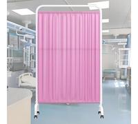 6ft High Mobile Medical Privacy Screen, Portable Room Dividers, Single Panel Standing Door Partition With Wheel, Waterproof Nylon Fabric, For Office, Clinic, Beauty Salon(Pink)