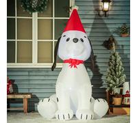 Bon Noel 1.8M Inflatable Christmas Puppy Dog Wearing Santa Hat Built-in Led Light, Multi