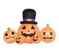 6ft Inflatable Halloween Large Pumpkin in Hat with Four Small Pumpkins