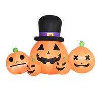 6ft Inflatable Halloween Large Pumpkin in Hat with Four Small Pumpkins