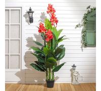 6Ft Large Artificial Flower Tree In Pot Fake Canna Lily Tropical Plant Home Deco