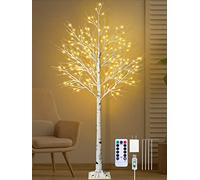 6Ft Lighted Birch Tree, Remon Birch Tree with 160 LED Lights Remote 8 Flashing Modes Dimmable Timing, Plug-in Power, Artificial Lighted Tree for Home Wedding Party Christmas Decorations Indoor Outdoor