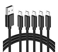 6FT Micro USB Cable for Old Android Phones/Headphones Charger 5Pack, 60W USB A to Micro USB Cable for Samsung Galaxy S6/S7 J7 Edge Note 5, PS4/PS3 Controller, Kindle Charger Cable Replacement, MP3