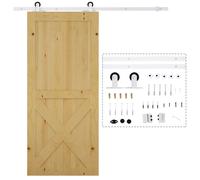 HOMCOM 6 FT Modern Antique Style Sliding Barn Wood Door Hardware Kit in White HOMCOM White