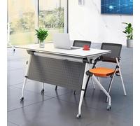 6ft Modern White Folding Conference Table with Flip Top & Wheels - Portable Large Meeting Table for Office Classroom Events & Training Spaces