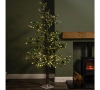 6ft Noel Snow Christmas Tree with 312 Warm White LEDs & Brown Stand