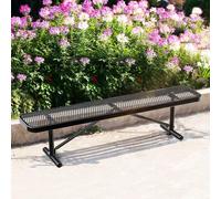 6FT Outdoor Park Bench for 2-4 People, Heavy Duty Weatherproof Garden Seating, Iron Steel Frame Rectangular Patio Bench for Lawn, Yard, Porch, Entryway Use