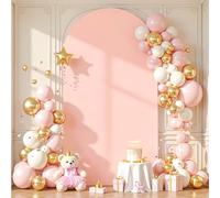 6FT Pale Pink Wedding Arch Backdrop Cover, Spandex Fitted Arch Covers Stretchy Backdrop Balloon Arch Back Drop for Wedding Birthday Party Christmas Banquet Decoration