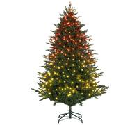 6ft Prelit Christmas Tree Artificial - Dark Green with LED Lights Multicoloured 1862 Tips