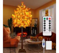 6FT Prelit Maple Tree with LED Lights - Fall & Thanksgiving Decor,