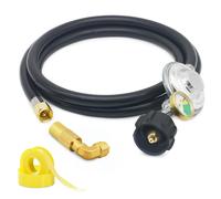 6FT Propane Regulator Hose with Gauge, QCC1 Universal Grill Replacement Parts 90 Degree Elbow Adapter