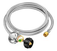 6ft Propane Regulator with Hose&Gauge, 0-1Psi Propane Tank Regulator, LP Gas Grill Line Regulator for Weber Genesis/Spirit Grill/Blackstone 28”&36” Griddle/Camp Chef Burner Stove, 3/8” Propane Hose