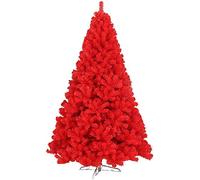 6ft PVC Artificial Christmas Tree with Multi-Color Zipper Easy Assembly Lightweight Metal Stand - Premium Festive Holiday Decor Red 180cm