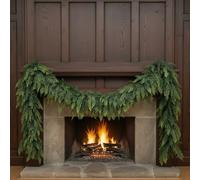 6FT Real Touch Cedar Christmas Garland - Extra Full Artificial Pine Greenery, Choose Density (45-162 Tips), Lush Green Garland for Fireplace, Staircase & Doorway Decor ((140) heads,9FT)