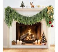 6FT Real Touch Cedar Garland, Green Artificial Christmas Garland Thickned Realistic Greenery Pine Garland for Holiday Indoor Outdoor Decor Home Gift for All (D)