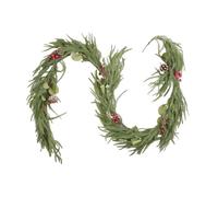 6FT Realistic Christmas Garland,PE Real Touch Norfolk Pine Christmas Garland with Pinecones & Red Berries,Faux Wreath Decor for Mantle,Table,Window,Staircase,ndoor & Outdoor Decoration (6FT)