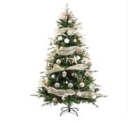 6ft Realistic Dense Artificial Tree, Includes Metal Stand and Ornament Set, Perfect for Homes, Offices, and Parties