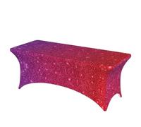 6ft Rectangular Spandex Gradient Sequin Sparkle Print Tablecloth,Wrinkle Resistant Fitted Stretch Table Cover,Machine Washable Elastic Table Cloth For Wedding Banquet Trade Show Folding Tables