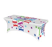 6ft Rectangular Spandex Stars And Happy Fathers Day Print Tablecloth,Wrinkle Resistant Fitted Stretch Table Cover,Machine Washable Elastic Table Cloth For Wedding Banquet Trade Show Folding Tables