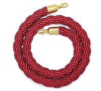 6ft Red Velvet Rope with Polished D Hooks - Premium Crowd Control Stanchion Rope for Events, Cinemas, Grand Openings, Hotel Parties & Queue Management, Elegant Barrier Solution
