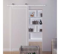 6FT Rustic Interior Sliding Barn Door Mounting Hardware Kit - White