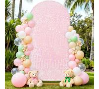 6FT Sequin Arch Backdrop Cover: White Iridescent Big Payette Shimmer Backdrop Covers for Party Wedding Decor