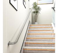 6FT Silver Iron Hand RailingHeavyDuty WallMounted Safety Rail 500lbs Load Capacity for Indoor Stairs Outdoor Decks Lofts & Porches Nonslip & RustResistant