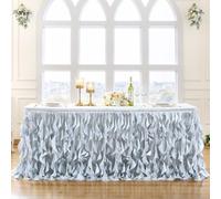 6Ft Silver Sequin Table Skirt for Rectangle or Round Tables,Curly Willow Tutu Ruffle Table Cloth,Sequin Desk Skirt for Birthday,Part,Banquet,Wedding,Baby Shower,Retirement Party,Table Decorations