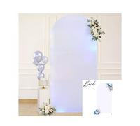 6ft Silver & White Arch Cover Glitter Sequin Photo Stretchy Arch Backdrop Fabric Reversible Double-Sided Shimmer Backdrop Cover for Baby Shower Wedding Birthday Party Photography Backdrops Arch Stand