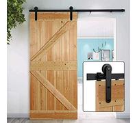 6FT Sliding Barn Door Hardware Kit - 182cm Wooden Track System for Interior Closet Single Door Easy Installation Rustic StyleSteel Components
