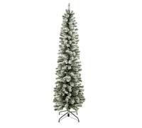 6ft Snow Tipped Pencil Christmas Tree | Slim Artificial Frosted Pine | 60cm Narrow Width for Small Spaces, Corners & Apartments | Easy Assembly with Metal Stand | 297 Tips
