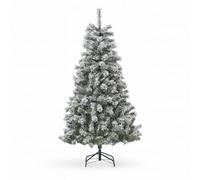 6ft Snowy Christmas Tree - Snow Flocked Artificial Tree with Fake Snow - White Xmas Tree for Indoor Use - Foldable Metal Base - Perfect for Christmas Decorations